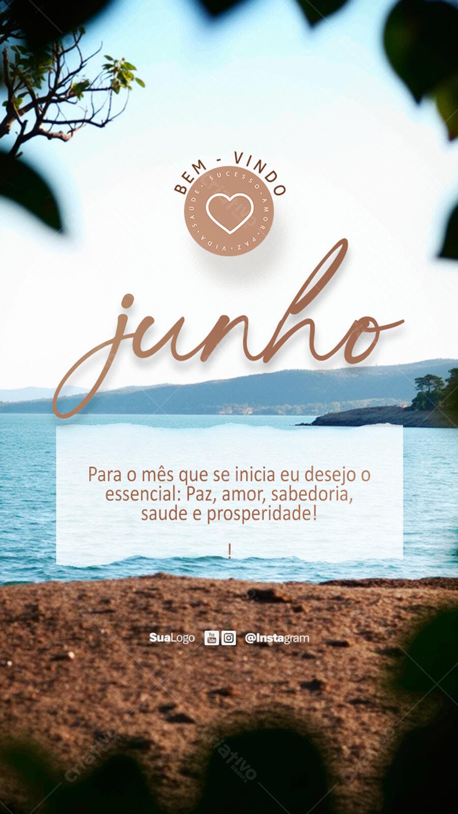Postagem Instagram Boas Vindas Junho PSD Editável