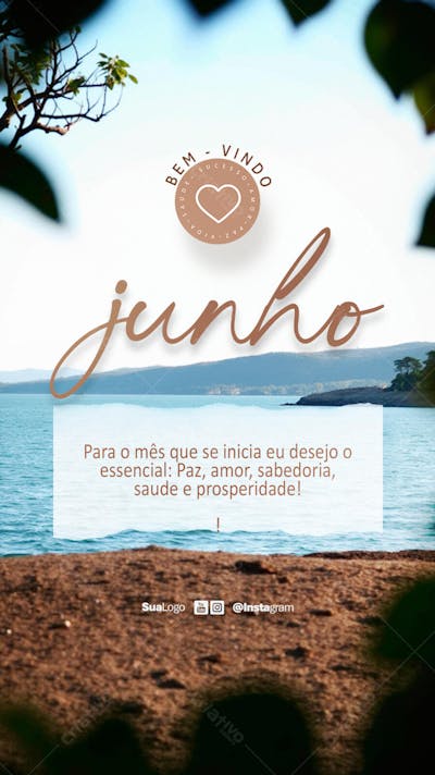 Bem-vindo junho frase comunicado aviso informe Social Media PSD Editável