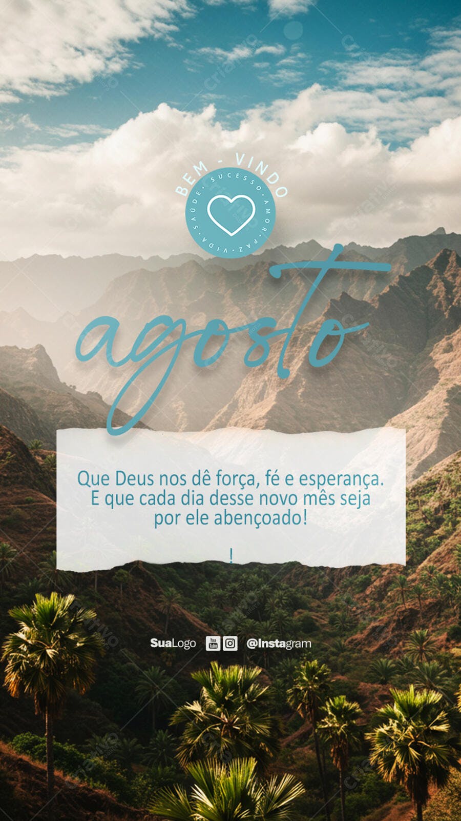 Postagem Agosto Mensagem Religiosa PSD Editável