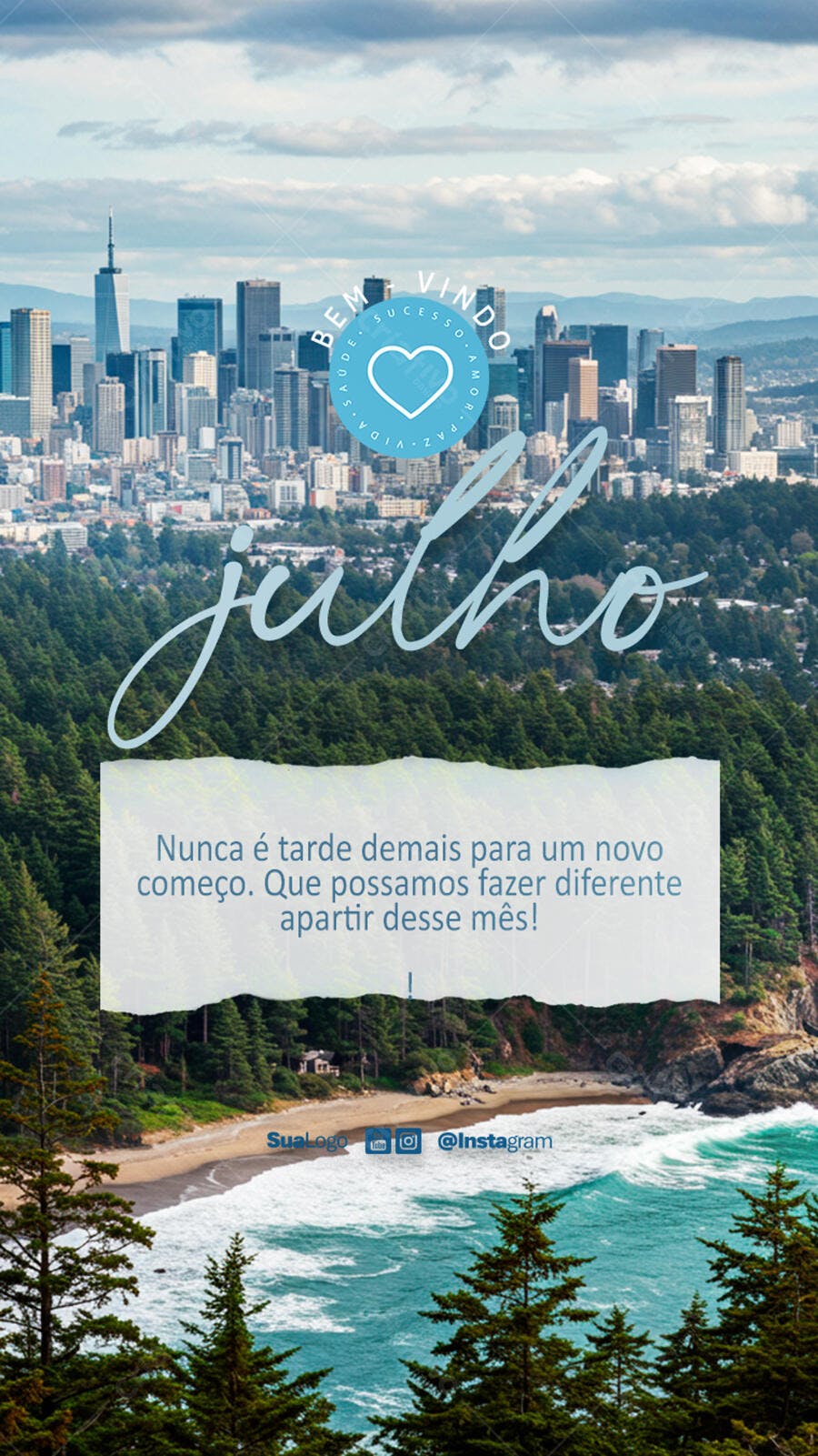 Flyer Mensagem de Boas Vindas Julho PSD Editável