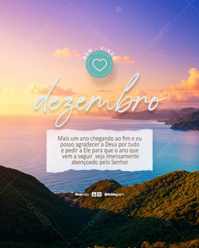 Bem-vindo dezembro frase comunicado aviso informe Social Media PSD Editável