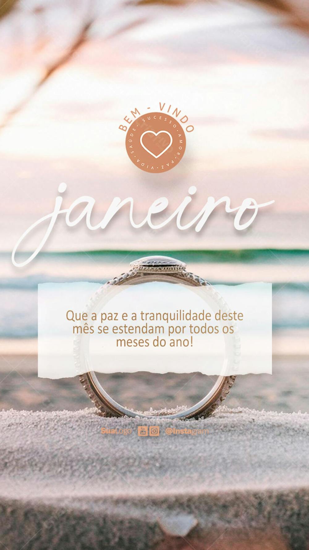 Bem-vindo janeiro frase comunicado aviso informe Social Media PSD Editável
