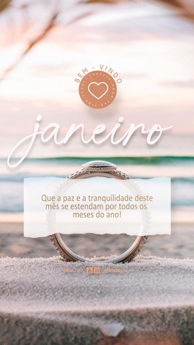 Bem-vindo janeiro frase comunicado aviso informe Social Media PSD Editável