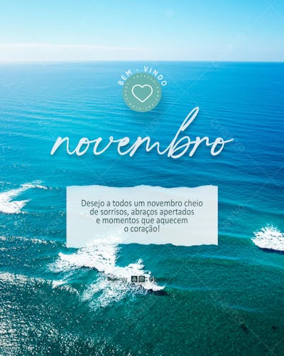 Bem-vindo novembro frase comunicado aviso informe Social Media PSD Editável