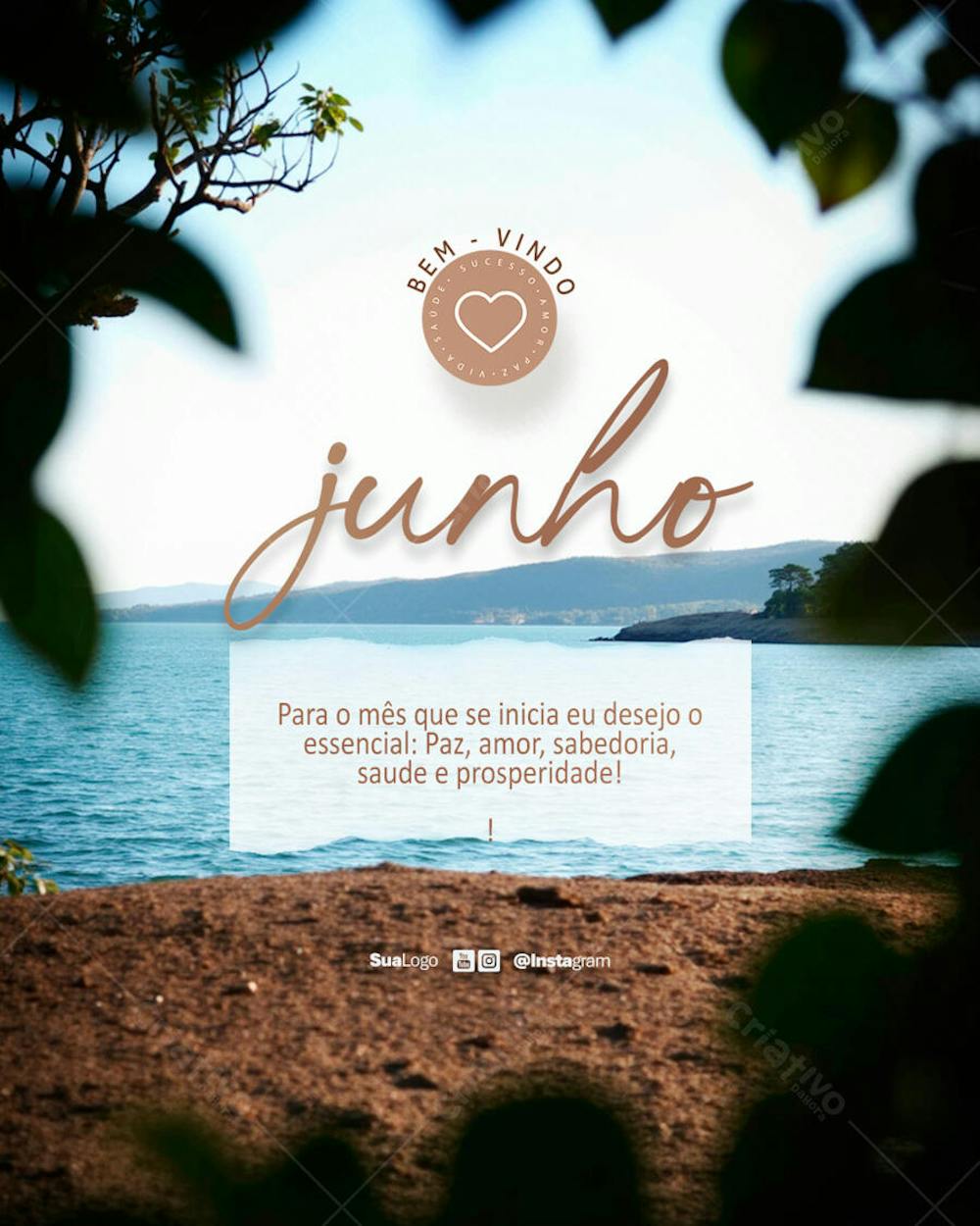 Bem-vindo junho frase comunicado aviso informe Social Media PSD Editável