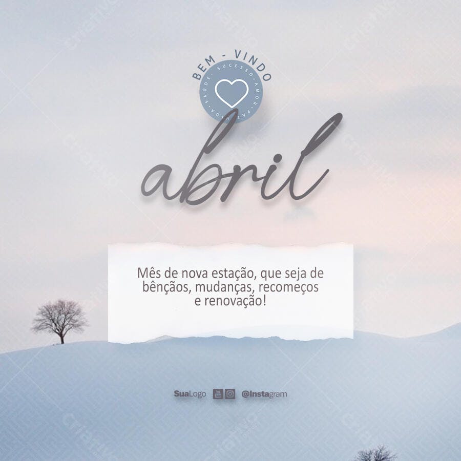 Postagem para Boas Vindas Abril PSD Editável