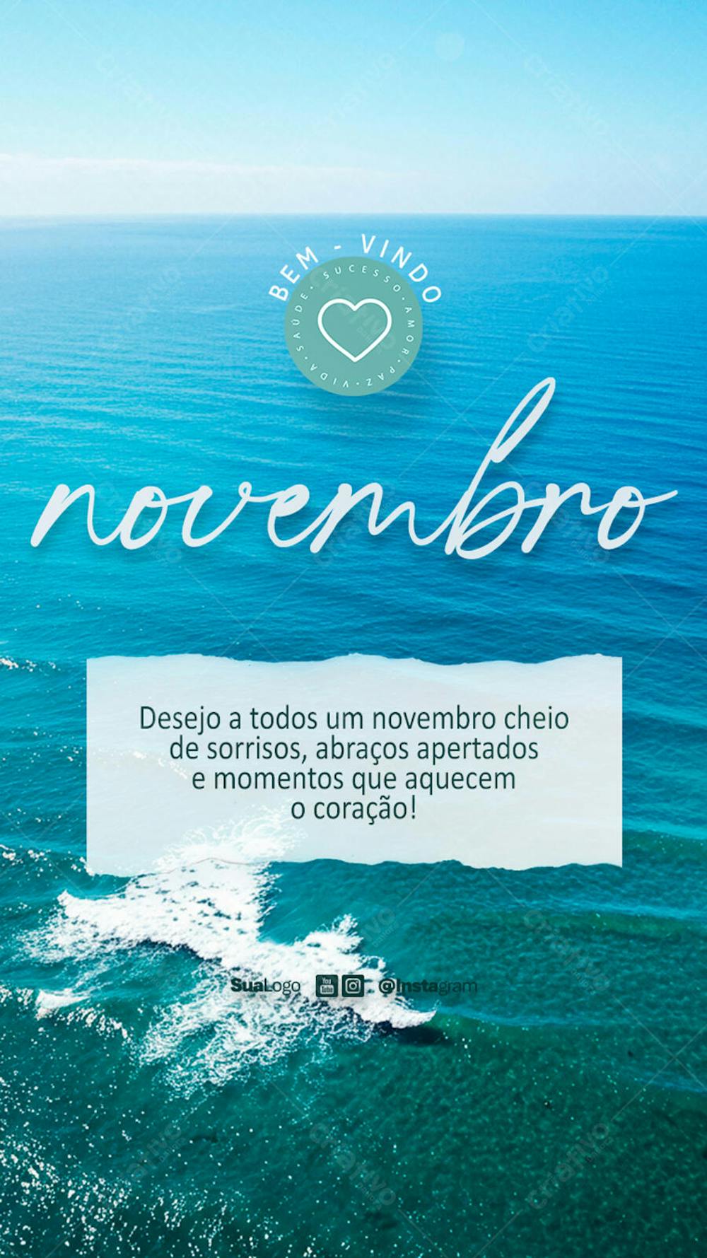 Bem-vindo novembro frase comunicado aviso informe Social Media PSD Editável