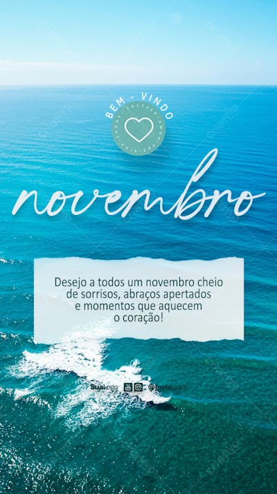 Bem-vindo novembro frase comunicado aviso informe Social Media PSD Editável