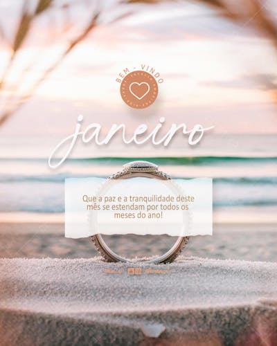 Bem-vindo janeiro frase comunicado aviso informe Social Media PSD Editável