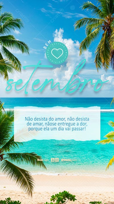 Bem-vindo setembro frase comunicado aviso informe Social Media PSD Editável