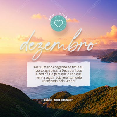 Bem-vindo dezembro frase comunicado aviso informe Social Media PSD Editável