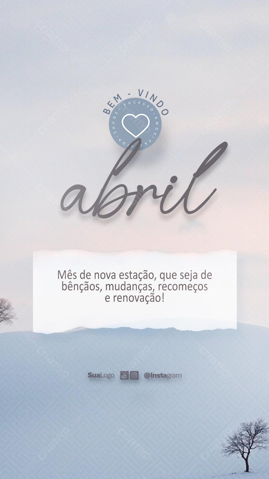 Post para Boas Vindas Abril PSD Editável