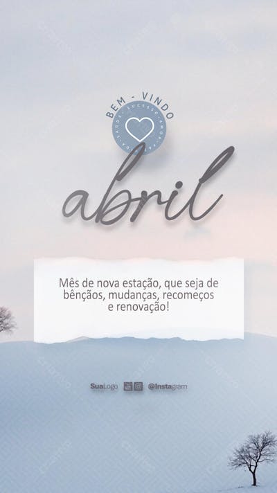 Bem-vindo abril frase comunicado aviso informe Social Media PSD Editável