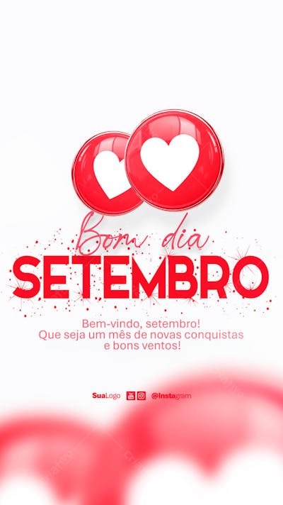 Bom dia setembro  frase comunicado aviso informe Social Media PSD Editável