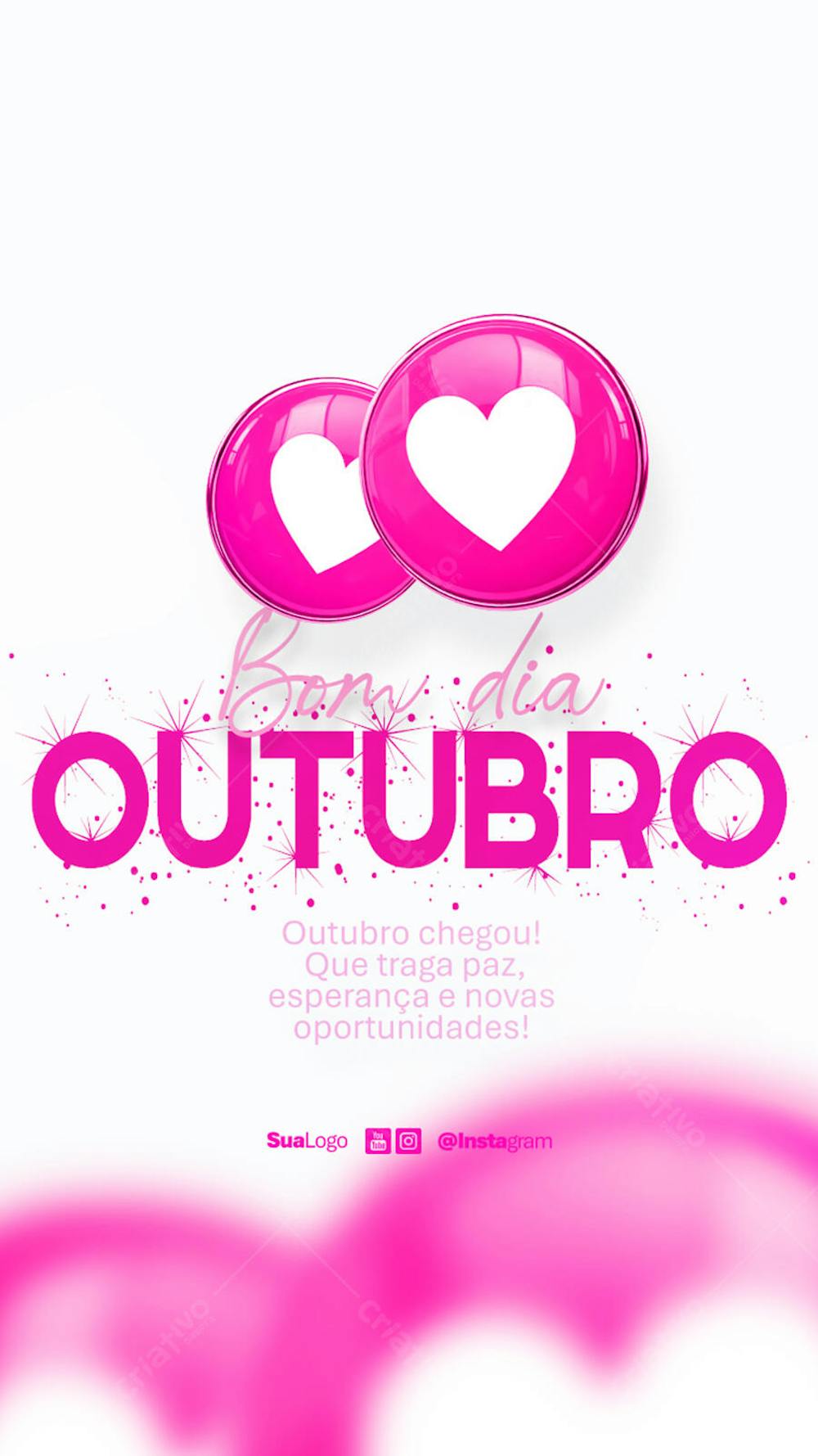 Bom dia outubro  frase comunicado aviso informe Social Media PSD Editável