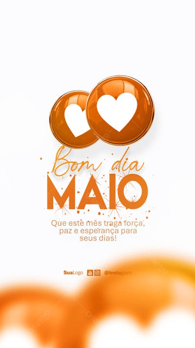 Bom dia maio  frase comunicado aviso informe Social Media PSD Editável