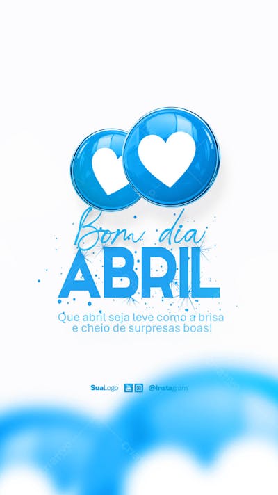 Bom dia abril  frase comunicado aviso informe Social Media PSD Editável