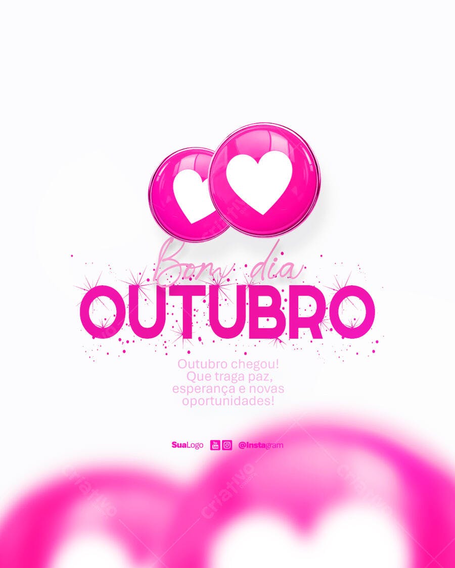 Postagem de Boas Vindas Outubro PSD Editável