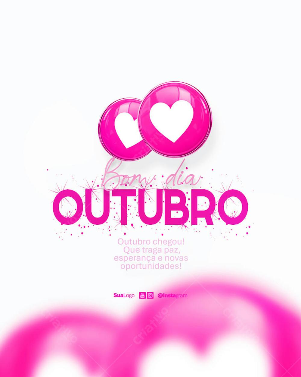 Bom dia outubro  frase comunicado aviso informe Social Media PSD Editável