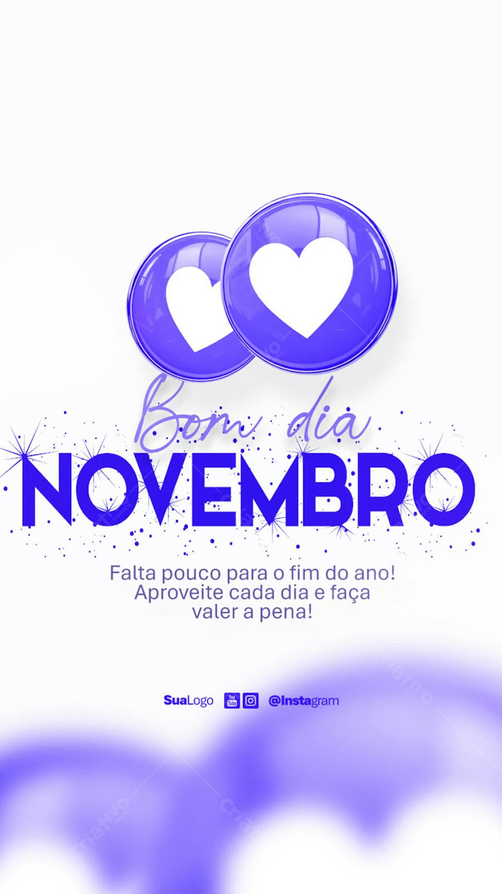 Bom dia novembro  frase comunicado aviso informe Social Media PSD Editável