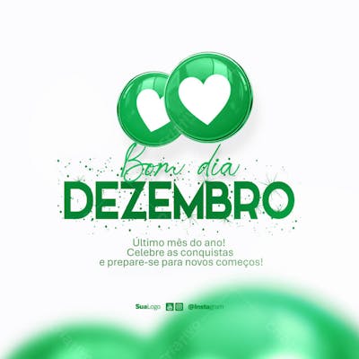 Bom dia dezembro  frase comunicado aviso informe Social Media PSD Editável