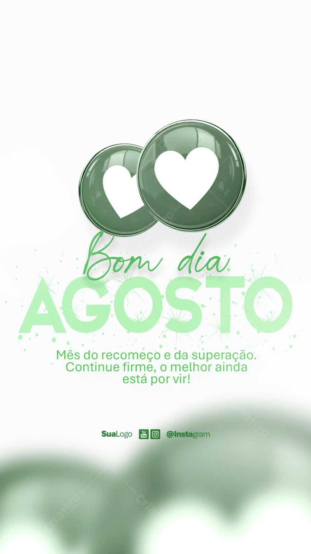 Bom dia agosto  frase comunicado aviso informe Social Media PSD Editável