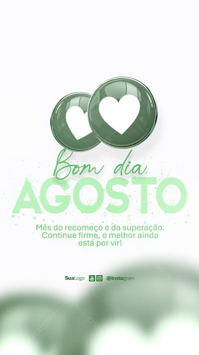 Bom dia agosto  frase comunicado aviso informe Social Media PSD Editável