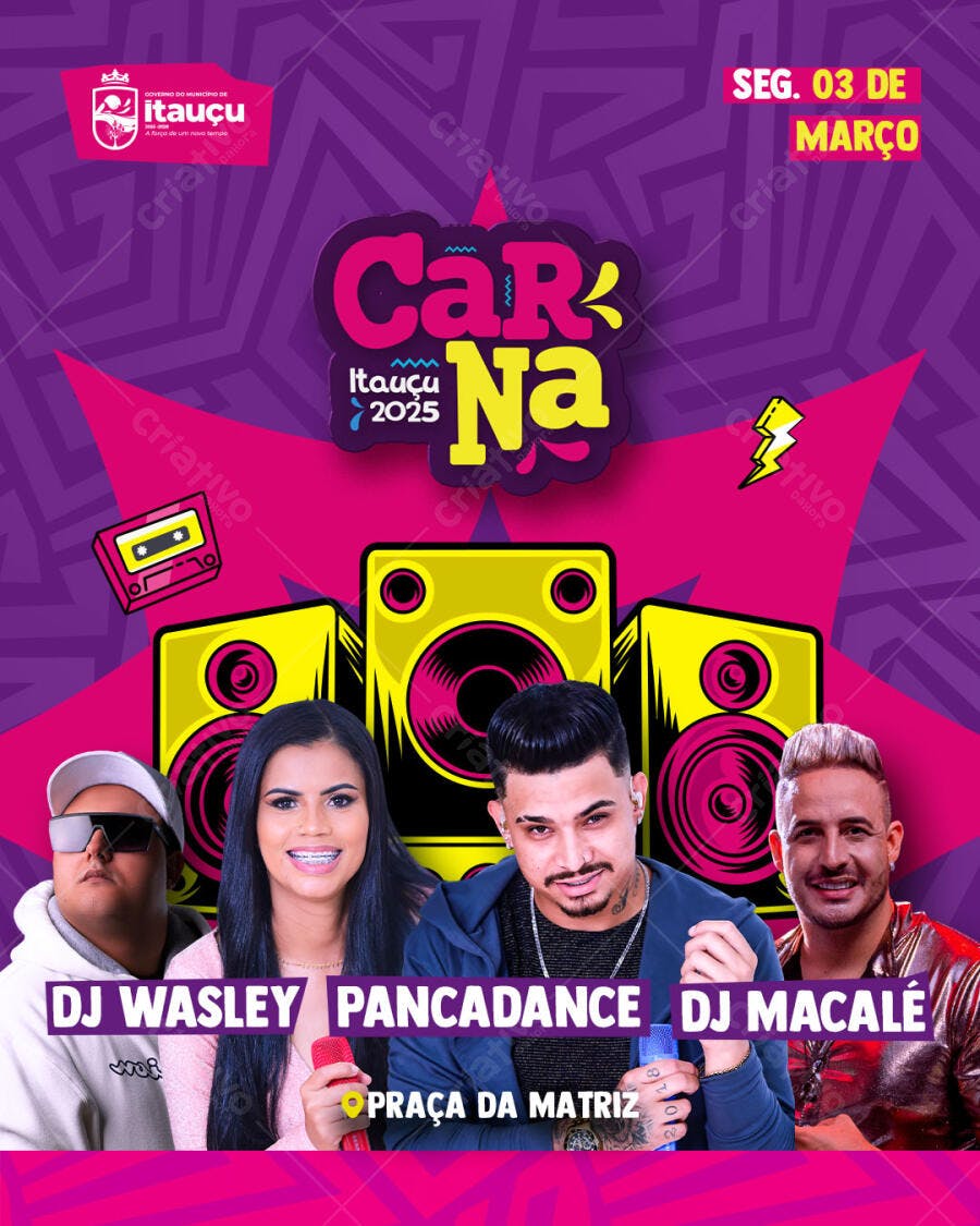Flyer CarnaItauçu 03 de Março PSD Editável
