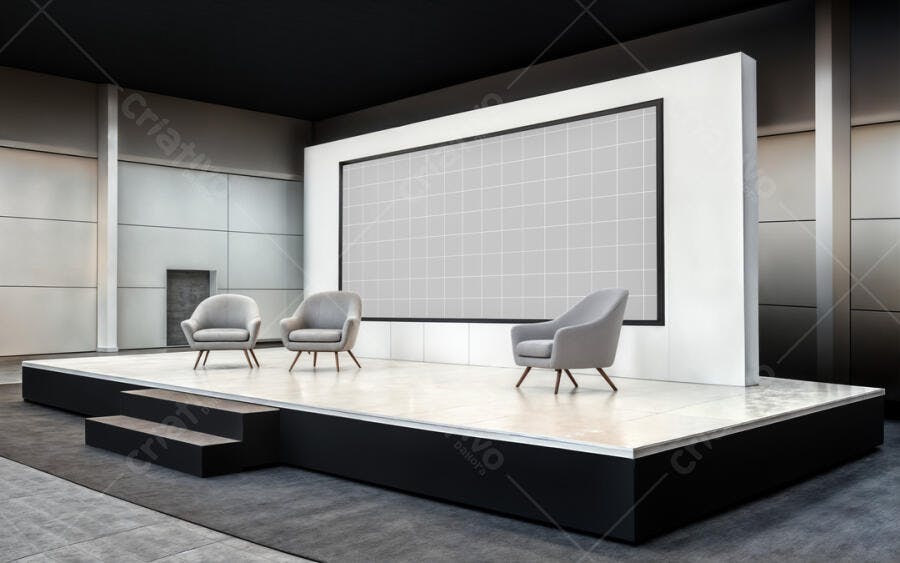Mockup de Palco Moderno com Poltronas Cinza