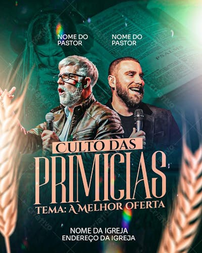 FLYER GOSPEL CULTO DAS PRÍMICIAS