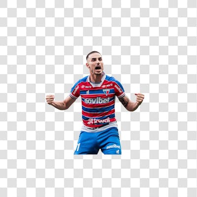 PNG Fortaleza Thiago Galhardo Vibrando Braços Levantados