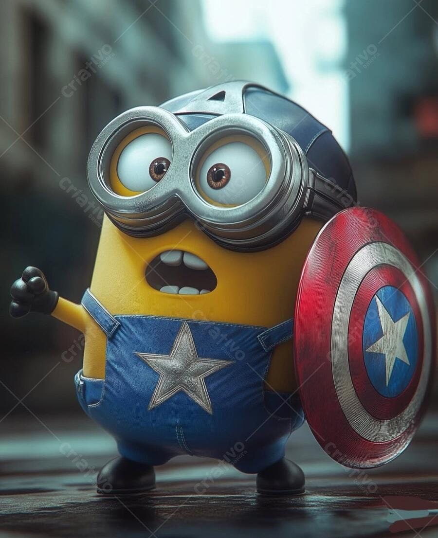 Minion estilo Capitão América com escudo