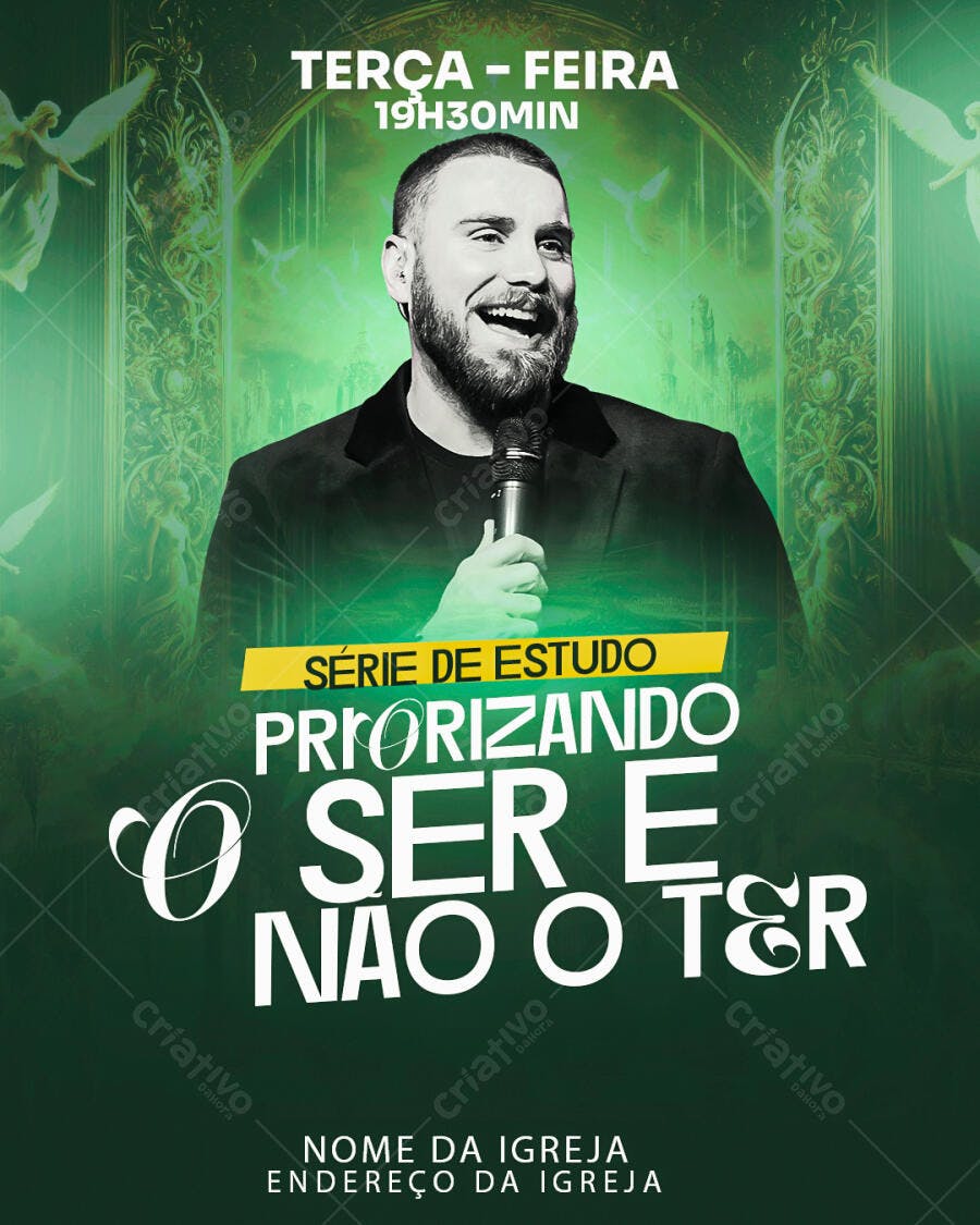 Flyer para Culto de Terça-Feira PSD Editável