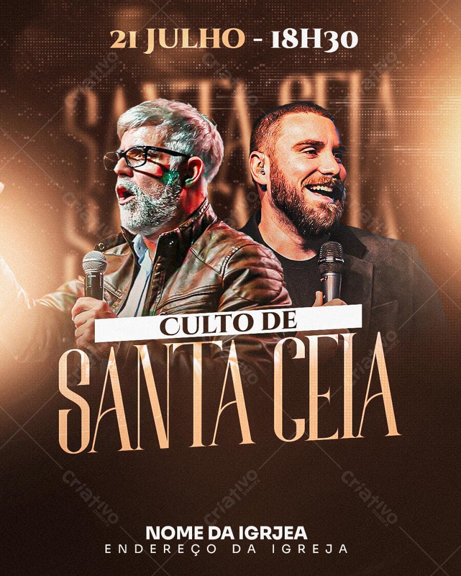Flyer para Culto de Santa Ceia 21 de Julho PSD Editável