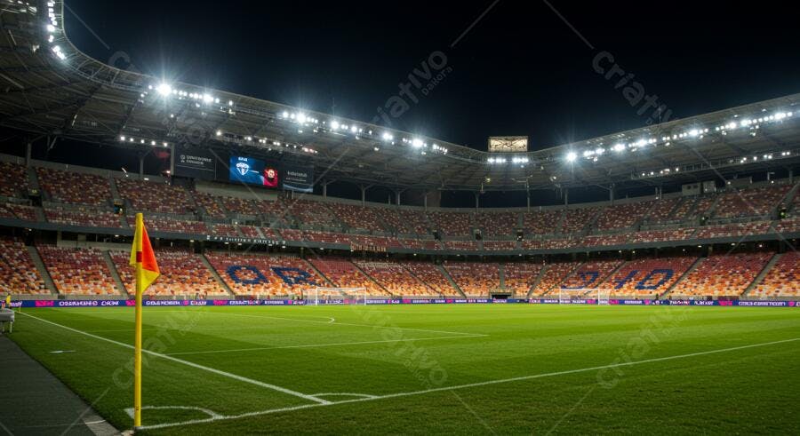 Estádio de futebol noturno lotado