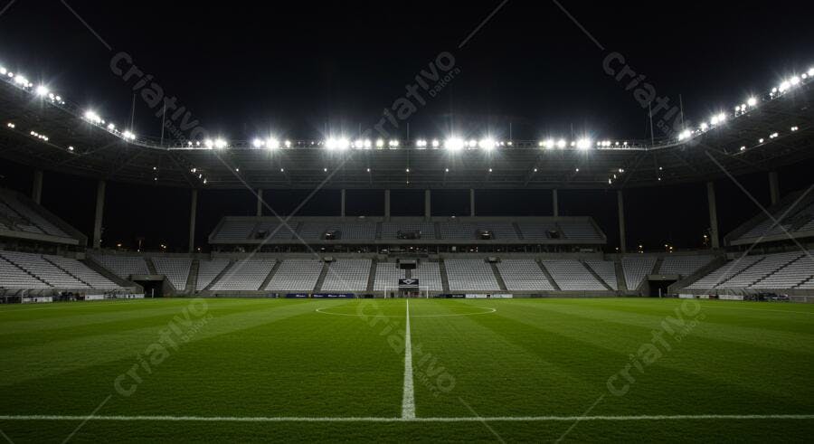 Estádio de futebol vazio à noite