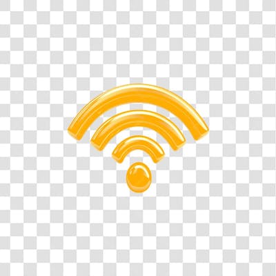 PNG Icon 3D Wifi Cor Laranja efeitos de luzes Onduladas
