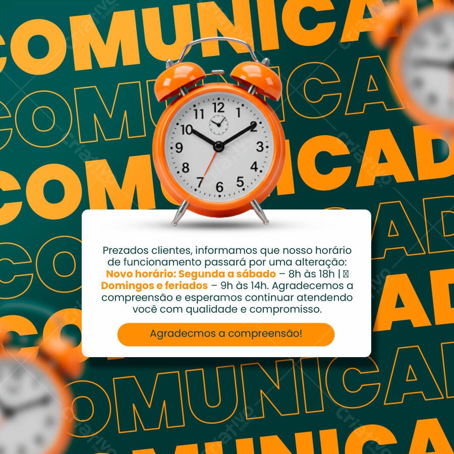 Comunicação de Mudança de Horário PSD Editável