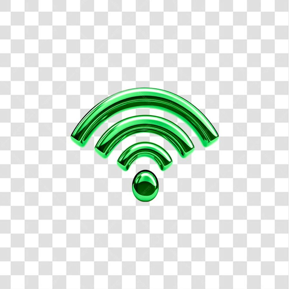 PNG Icon 3D Wifi Cor verde efeitos de luzes Onduladas