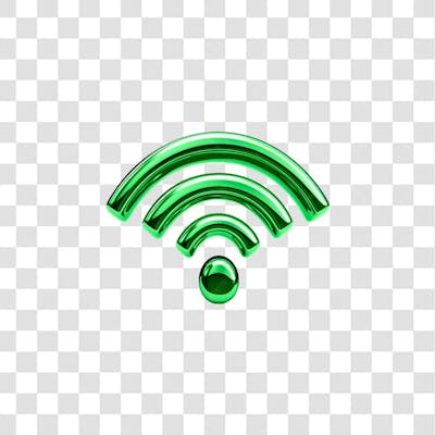 PNG Icon 3D Wifi Cor verde efeitos de luzes Onduladas