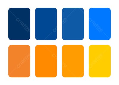 Paleta de cor azul e laranja cromático retrô com diferentes tons
