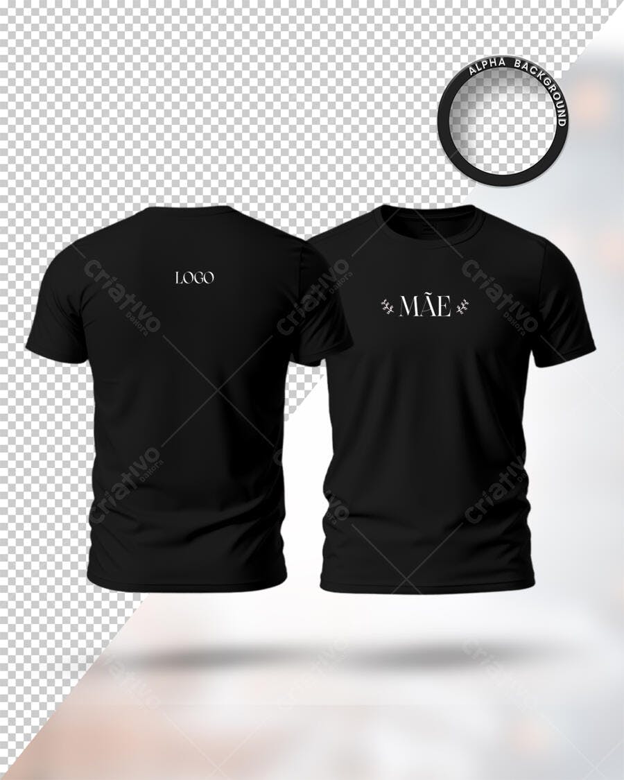 Mockup Camiseta Preta Dia das Mães PSD Editável