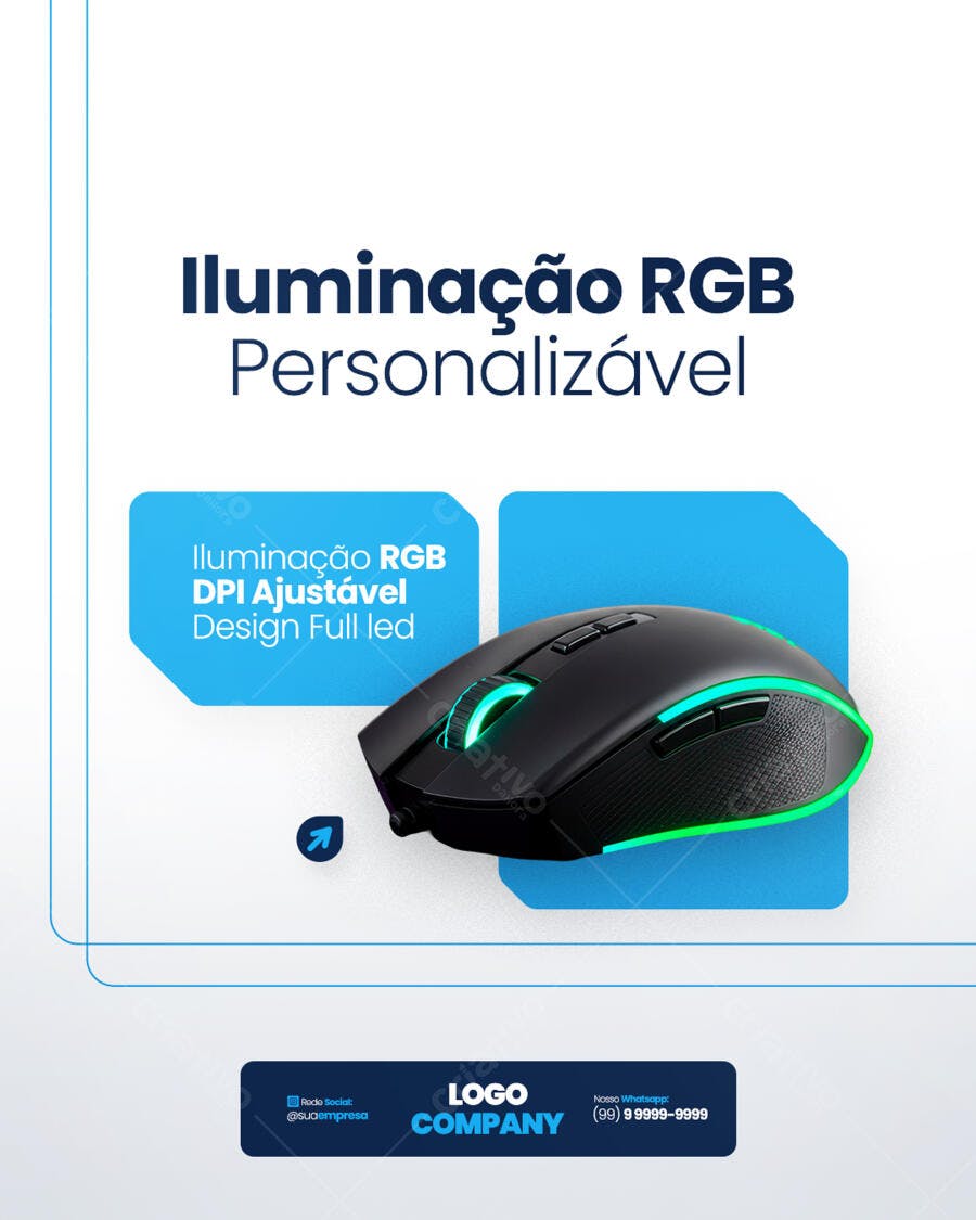 Banner para Produtos Gamer com Iluminação RGB PSD Editável