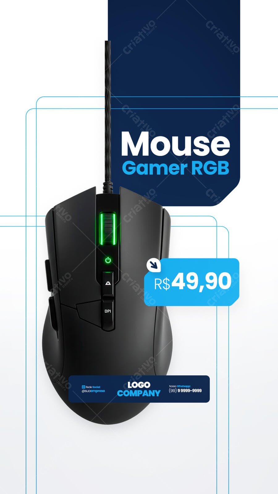 Flyer Mouse Gamer RGB PSD Editável