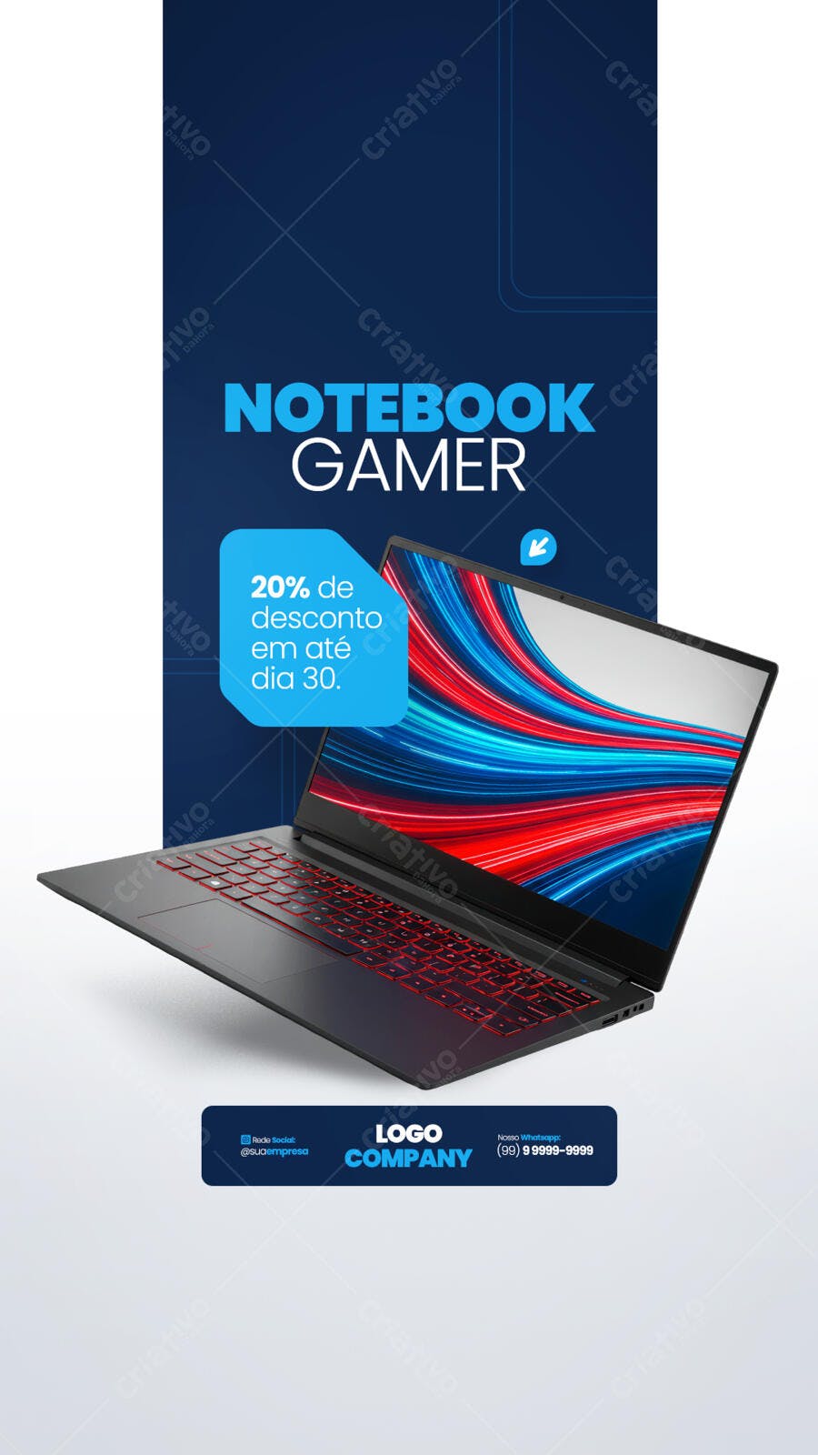 Flyer Notebook Gamer com 20% de Desconto PSD Editável