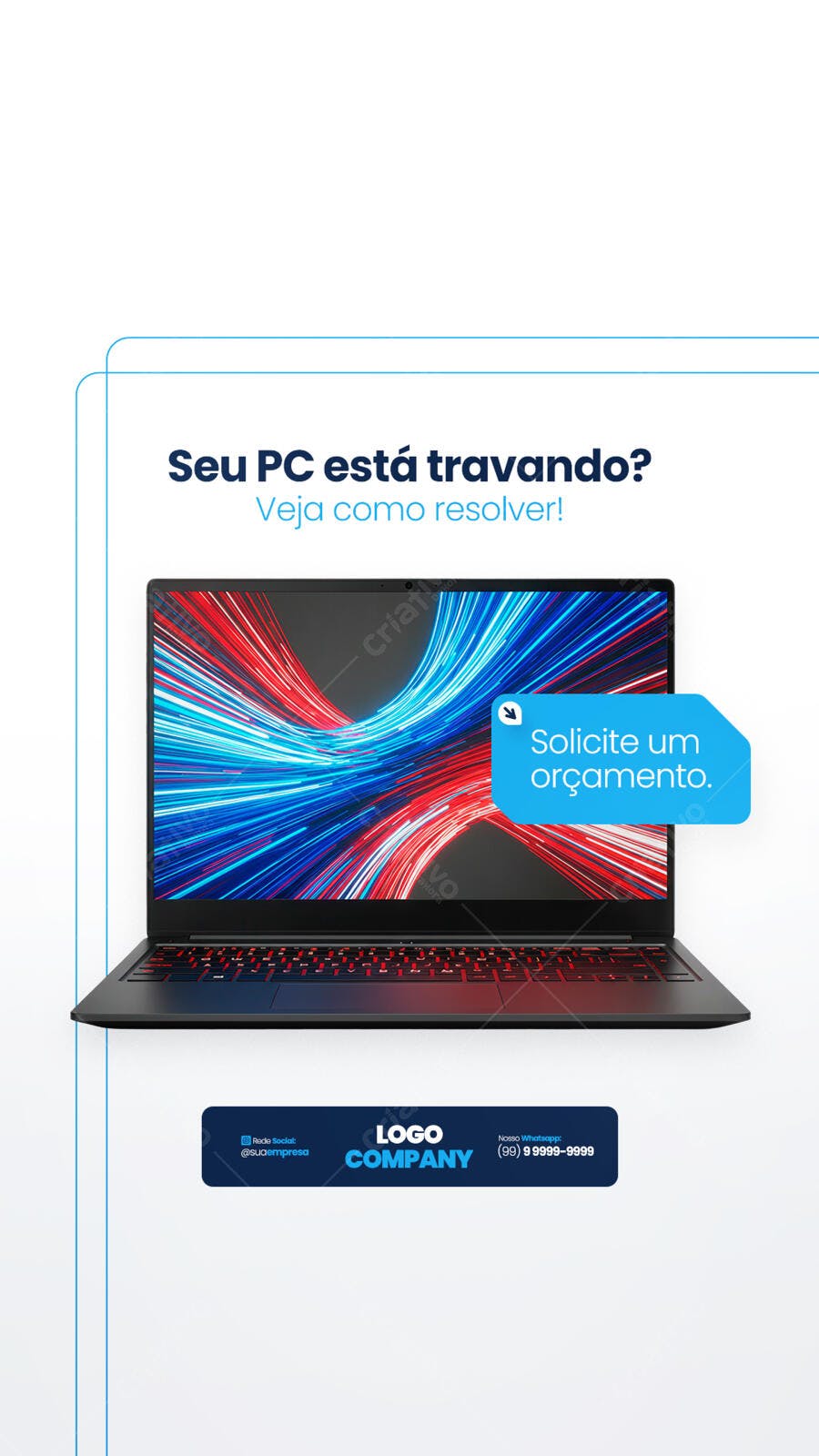 Anúncio Notebook com Problema PSD Editável