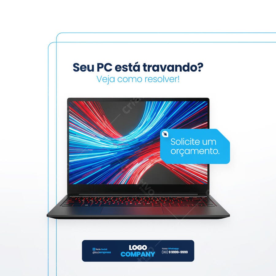 Postagem para Redes Sociais Notebook PSD Editável
