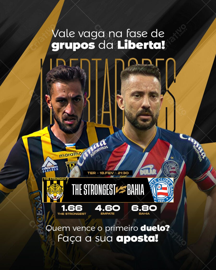 Flyer Libertadores The Strongest x Bahia PSD Editável
