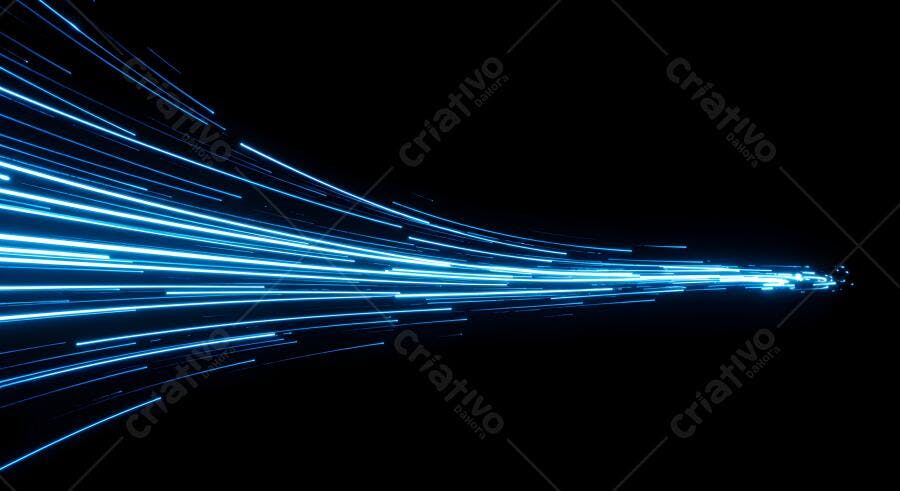 Linhas azuis de luz em fundo preto
