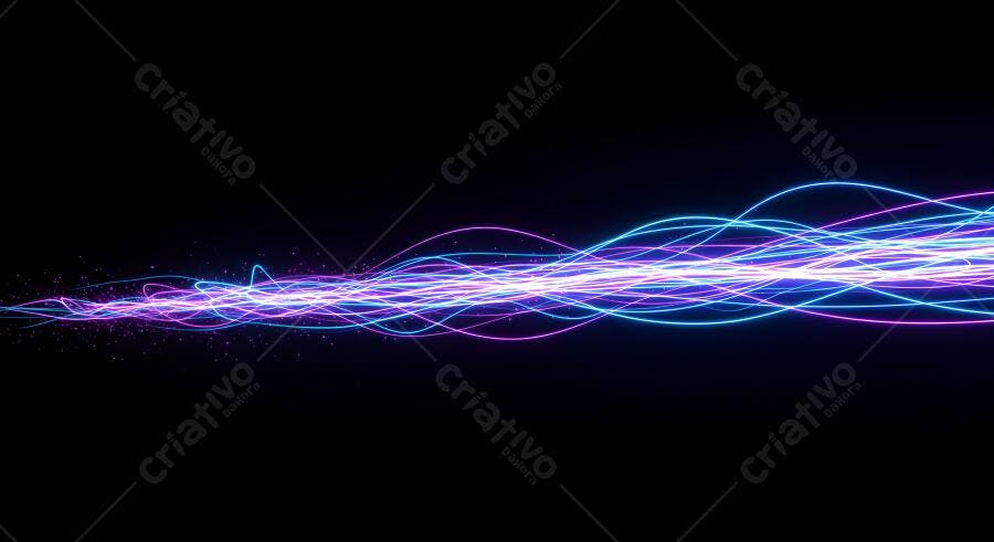 Ondas de luz azul e rosa no escuro
